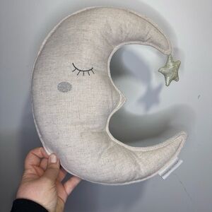 Mon Ami Crescent Moon Pillow Nursery Decor Plush Gold Star 13”
